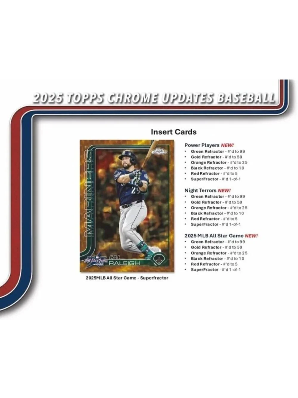 2025 Baseball Mega Box - Topps Chrome Update, 2 Raywave Parallels, Trading Cards